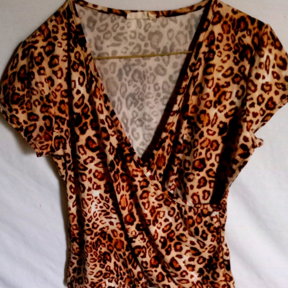Female v cut animal print blouse